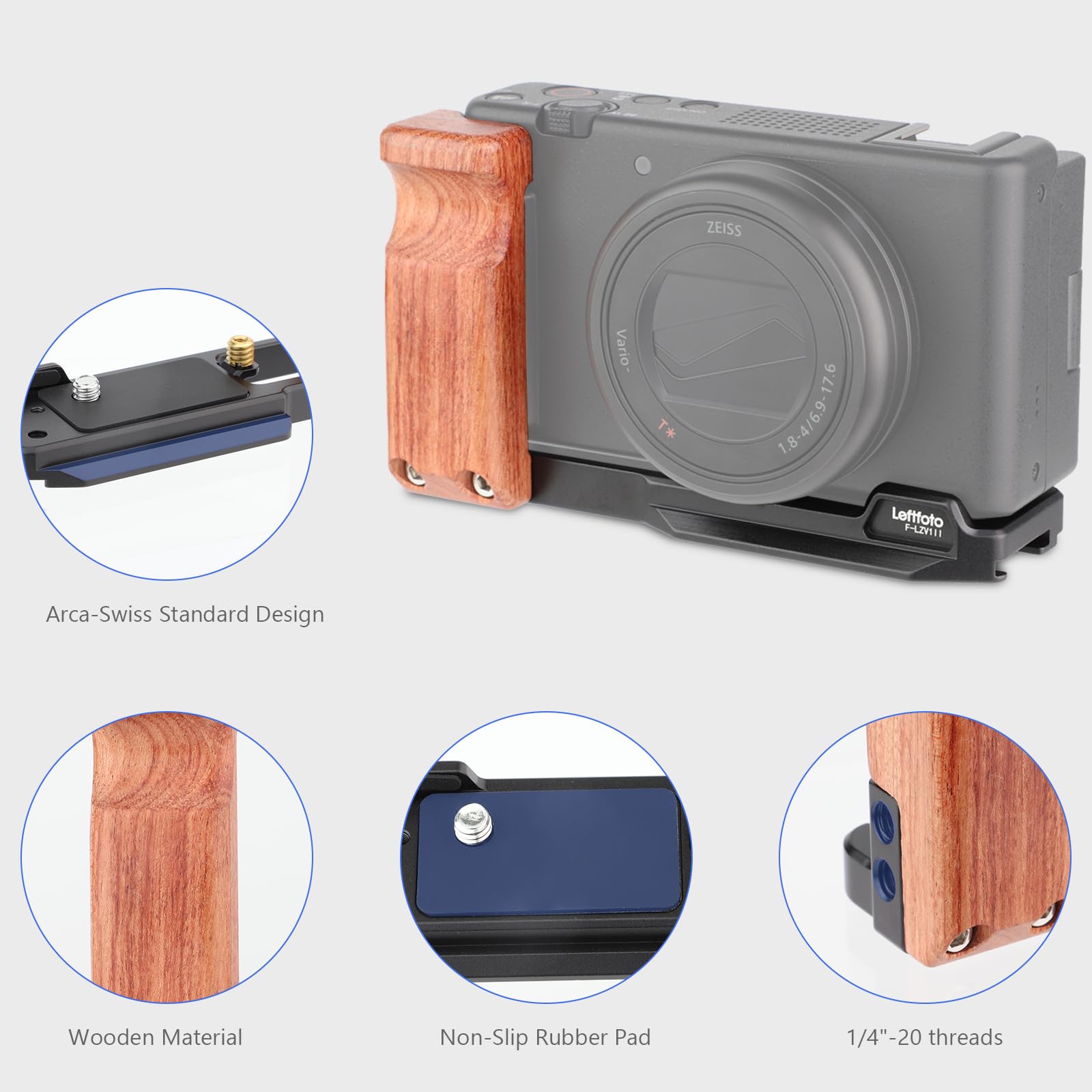 Leftfoto ZV-1 II Handgrip L Bracket Ergonomic Wooden Side Handle